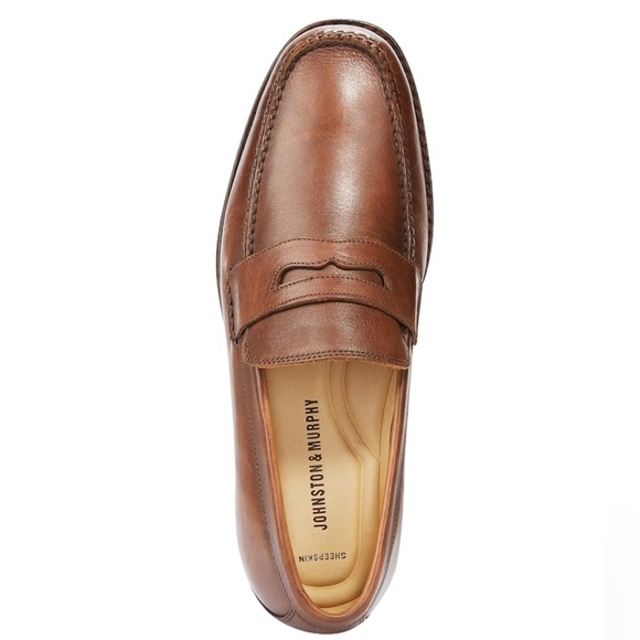 Johnston & Murphy Leather 11.5 M Penny Loafers Slip-On Brown Made in Brazil - Picture 1 of 13